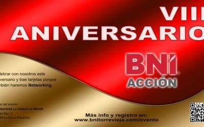 Ven a celebrar con nosotros el VIII aniversario de la fundación de nuestro grupo. Además de conocer a nuevos empresarios, tendrás la oportunidad de conseguir negocio.